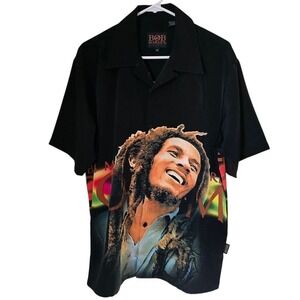 Bob Marley by Dragonfly Size Medium 100% polyester button‎ down shirt